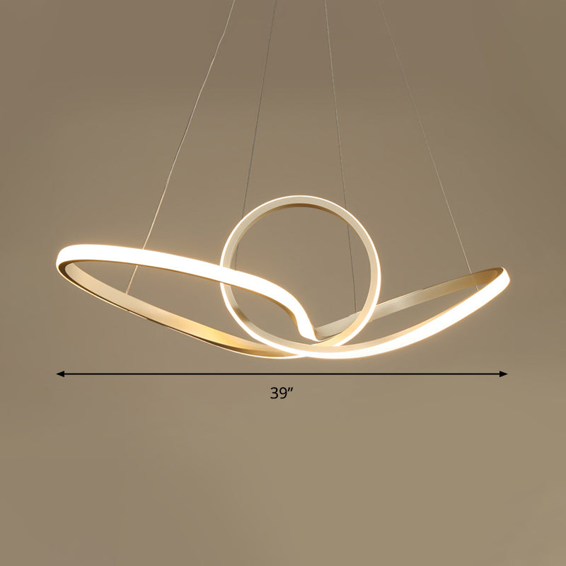 Gold Seamless Ceiling Light: Simple Acrylic Pendant Chandelier in Warm/White Light