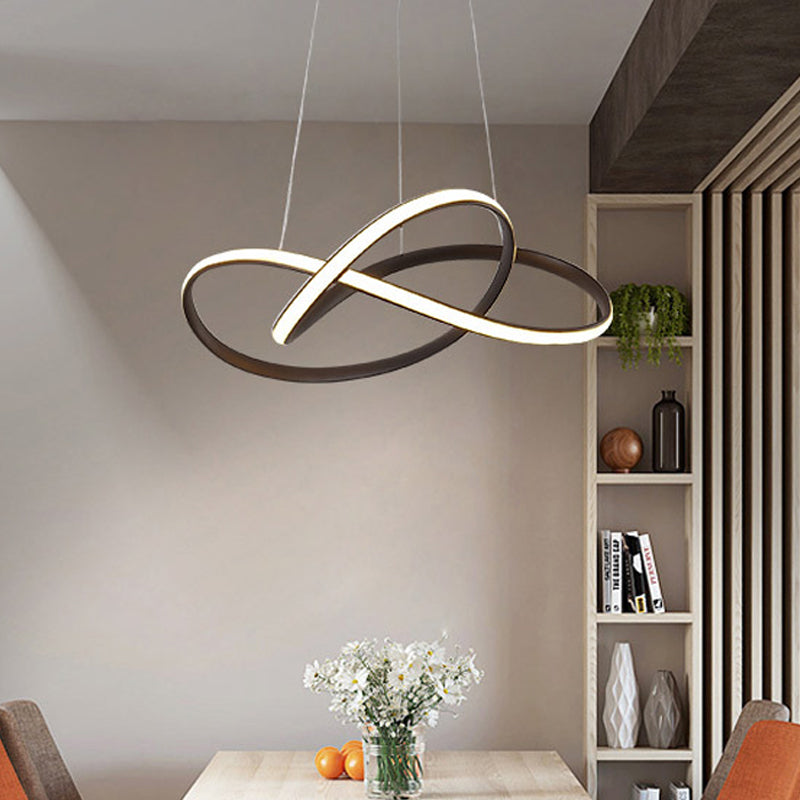 Seamless Curve Acrylic Hanging Chandelier Light - Modern LED Pendant Fixture, Warm/White Light - Coffee