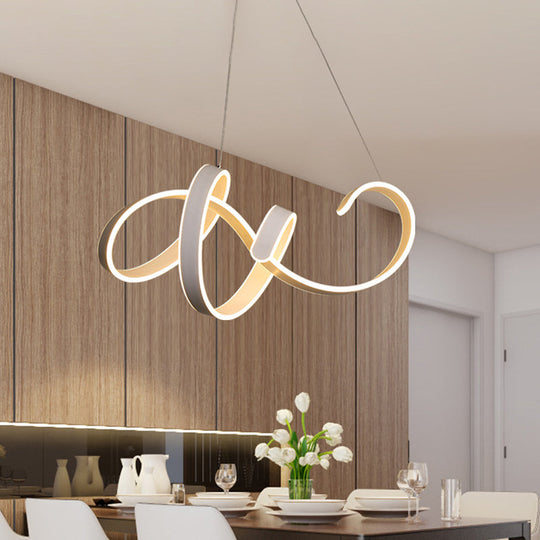 Simple Style White Led Ceiling Pendant Light Kit - Acrylic Twist Design In Warm/White /