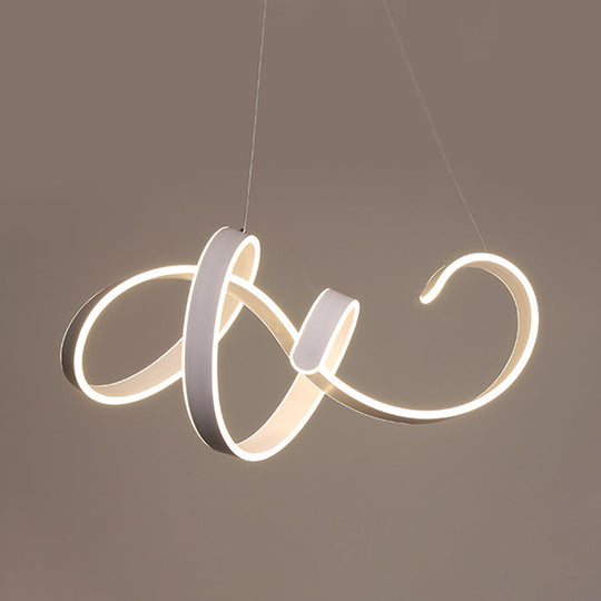 Simple Style Acrylic Twist Ceiling Pendant Light with Warm/White LED - White Hanging Lamp Kit