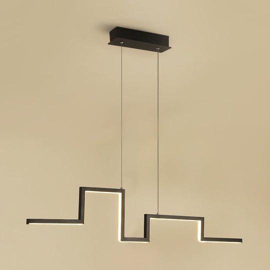 Simple Style Linear Metal Hanging Light Fixture - Black/Gray/Gold 31.5/39 Wide Led Chandelier Lamp