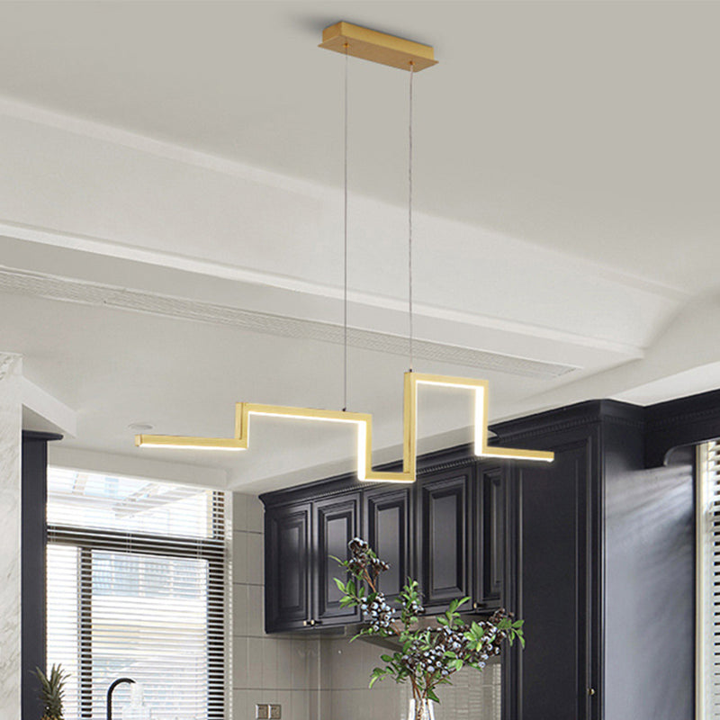 Simple Style Linear Metal Hanging Light Fixture - Black/Gray/Gold 31.5/39 Wide Led Chandelier Lamp