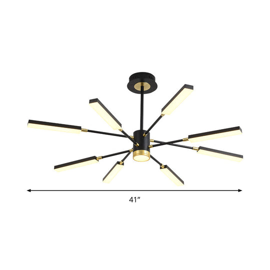 Sputnik Hanging Light Kit - Modern Metal Pendant Chandelier 6/8 Head Black Warm/White