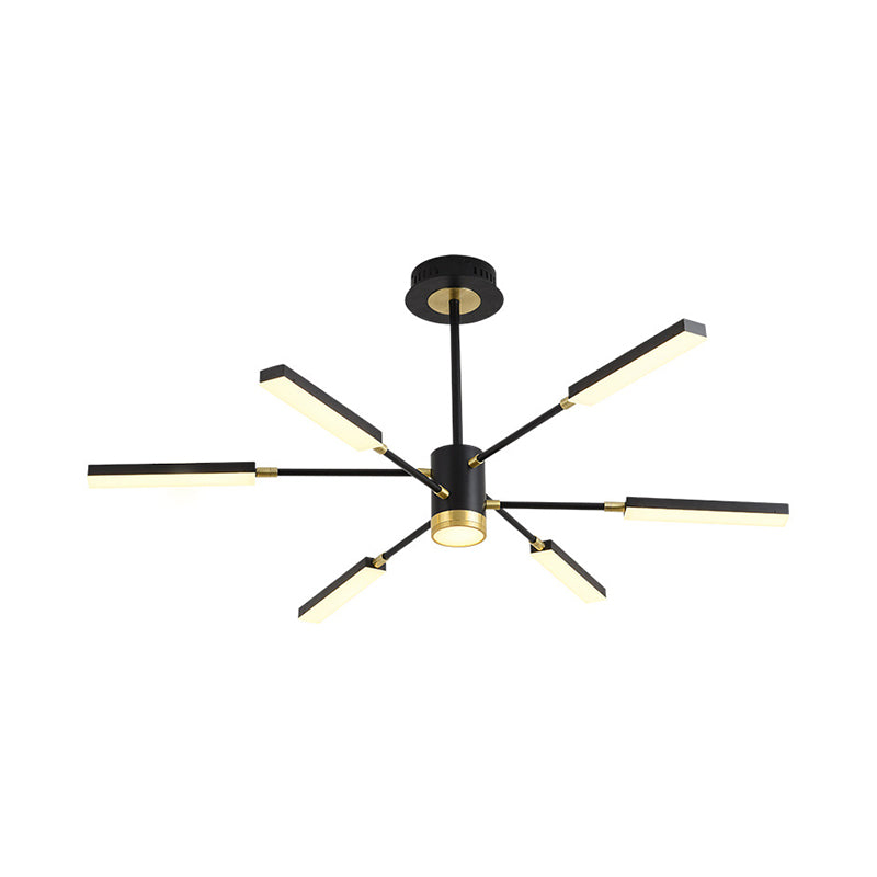 Sputnik Hanging Light Kit - Modern Metal Pendant Chandelier 6/8 Head Black Warm/White 6 / White