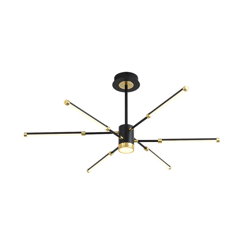 Sputnik Modern Hanging Chandelier - Metal, Black Finish, 6/8 Lights - Warm/White Suspension Light