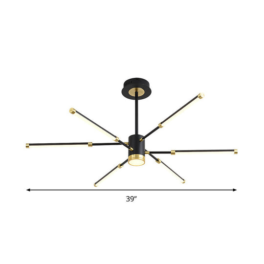 Sputnik Modern Hanging Chandelier - Metal, Black Finish, 6/8 Lights - Warm/White Suspension Light