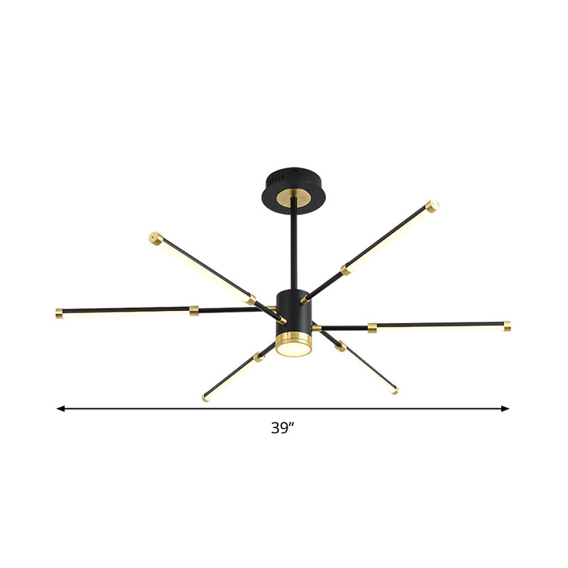 Sputnik Modern Metal Hanging Chandelier - 6/8 Lights Black Suspension Light Warm/White