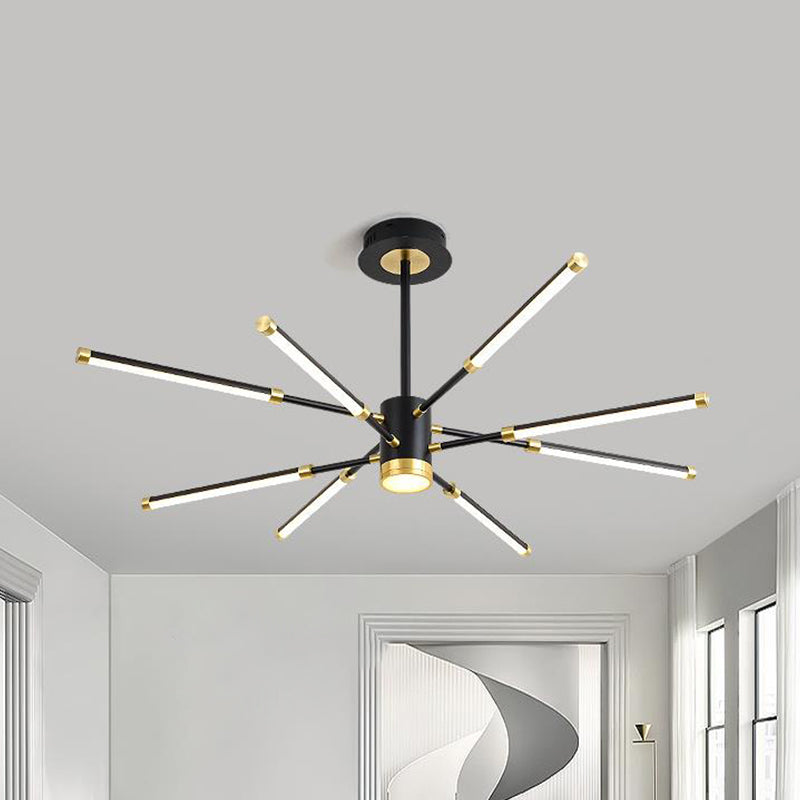 Sputnik Modern Hanging Chandelier - Metal, Black Finish, 6/8 Lights - Warm/White Suspension Light