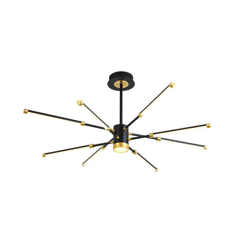 Sputnik Modern Hanging Chandelier - Metal, Black Finish, 6/8 Lights - Warm/White Suspension Light