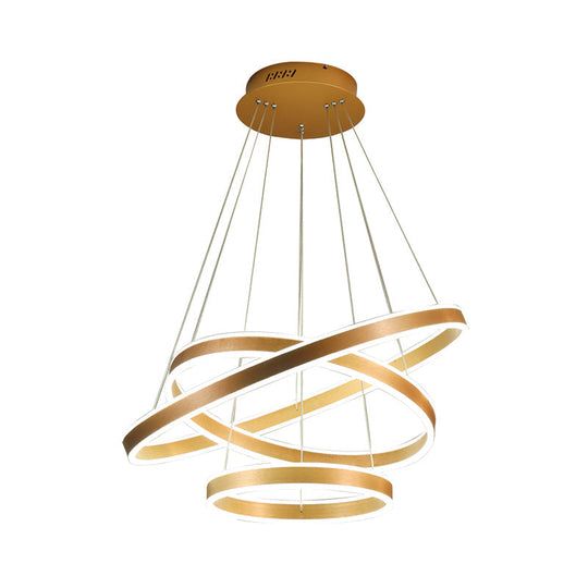 Postmodern Acrylic LED Suspension Light: Gold Ring Hanging Lamp Kit for Living Room (Warm/White Light)