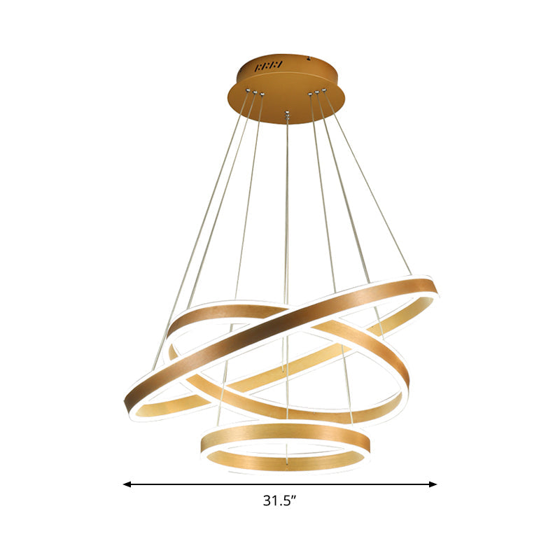 Postmodern Acrylic LED Suspension Light: Gold Ring Hanging Lamp Kit for Living Room (Warm/White Light)