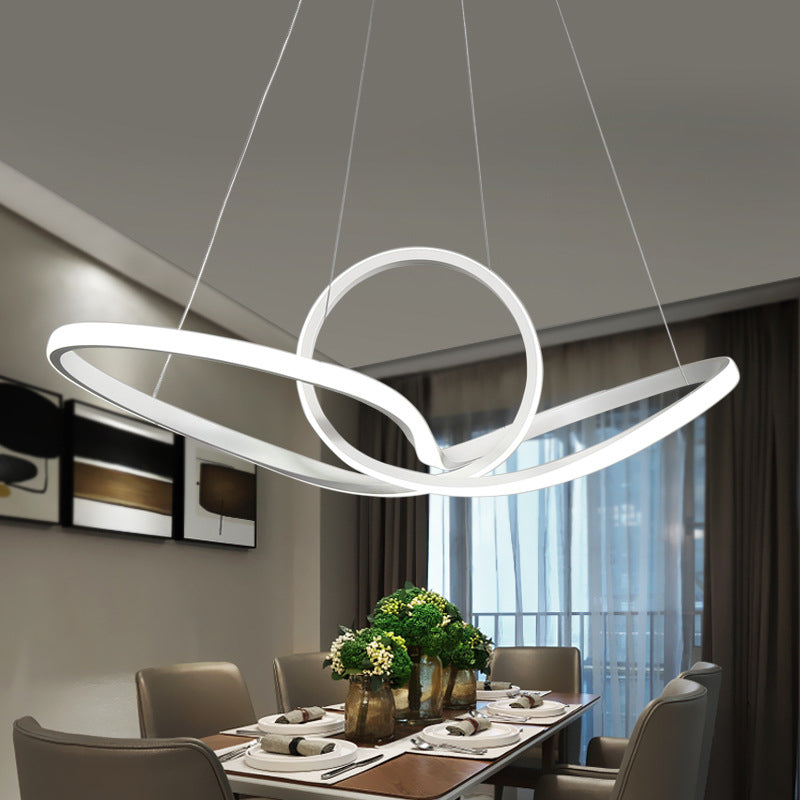 Minimalist White Led Pendant Chandelier - Acrylic Seamless Curve Design