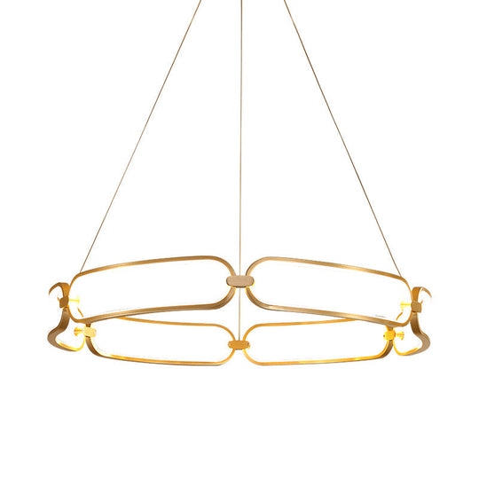 Minimalist Gold Metal Pendant Chandelier With Led - 23.5/31.5 Wide Bracelet Design