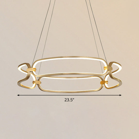 23.5"/31.5" Minimalist Gold LED Pendant Chandelier - Metal Hanging Light with Adjustable Bracelet Design, Warm/White/Natural Light