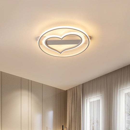 Acrylic Flush LED Ceiling Lamp - Heart Design, Simple Style, White/Coffee variants, 16"/19.5" Wide, Warm/White/Natural Light