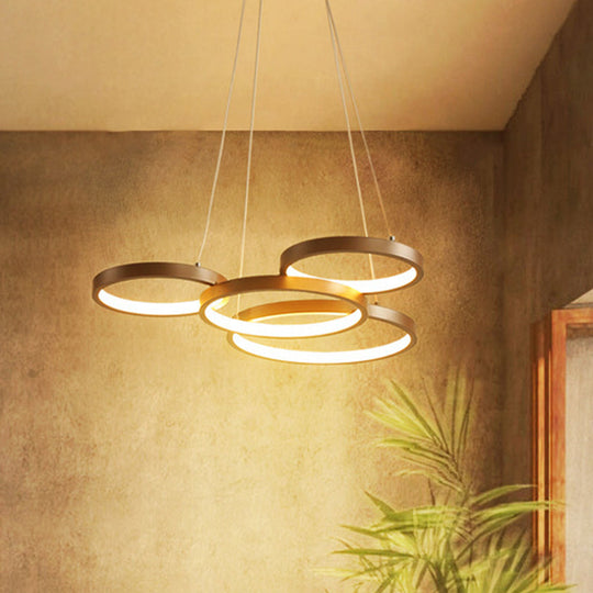 Minimalist Acrylic LED Pendant Chandelier - Coffee Ring Hanging Ceiling Light (Warm/White)