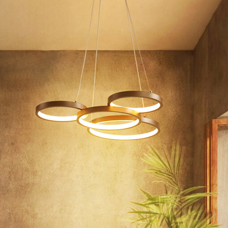 Minimalist Acrylic Led Pendant Chandelier - Coffee Ring Design With Warm/White Light