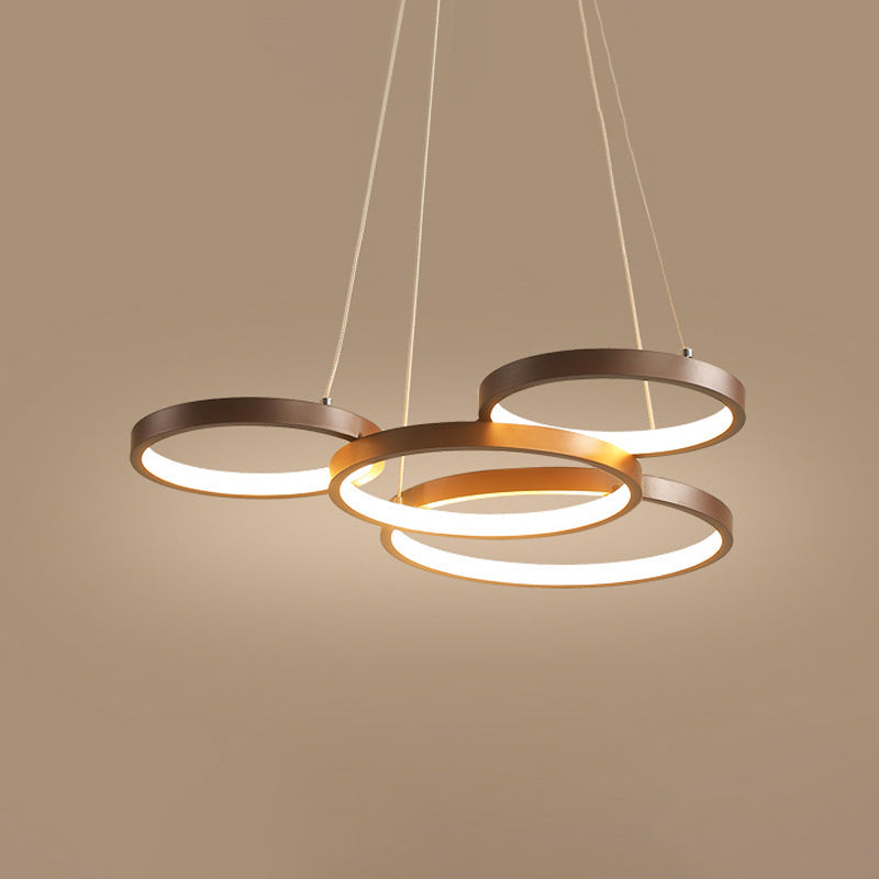 Minimalist Acrylic Led Pendant Chandelier - Coffee Ring Design With Warm/White Light