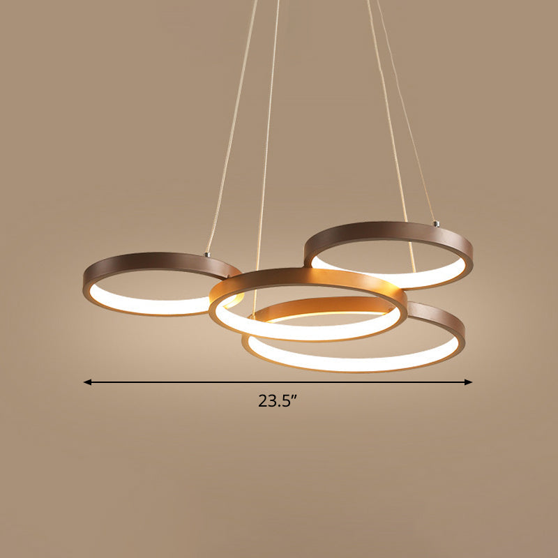 Minimalist Acrylic LED Pendant Chandelier - Coffee Ring Hanging Ceiling Light (Warm/White)