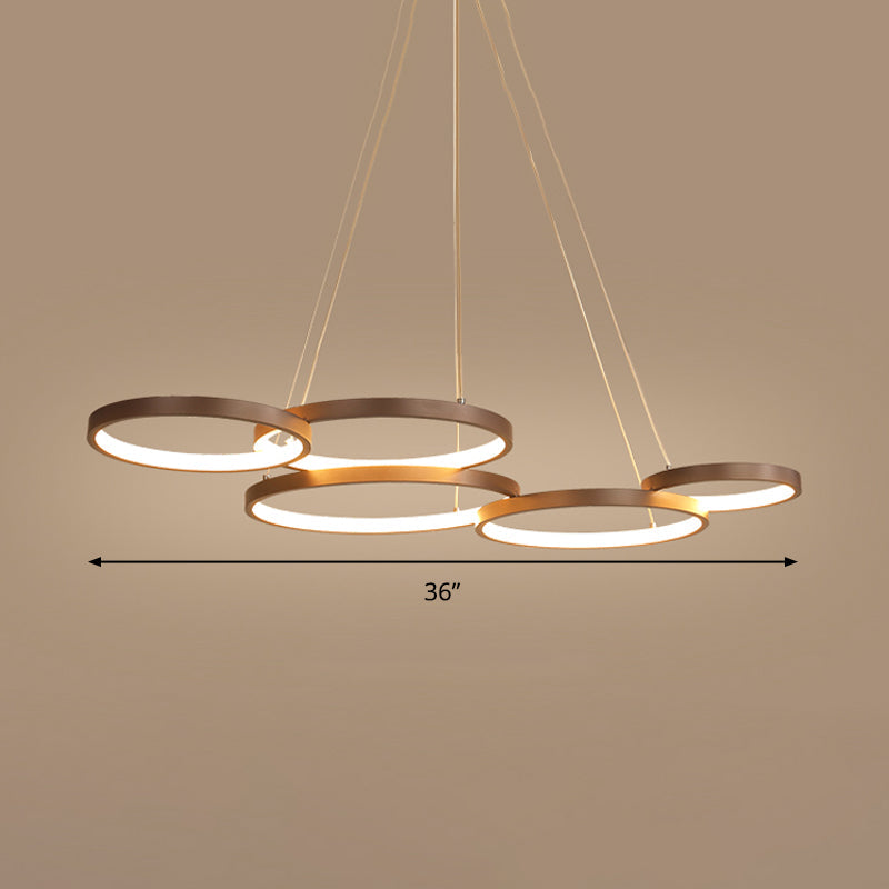 Simple Style Coffee Circle Pendant Light: Acrylic LED Chandelier in Warm/White Light - Stunning Fixture