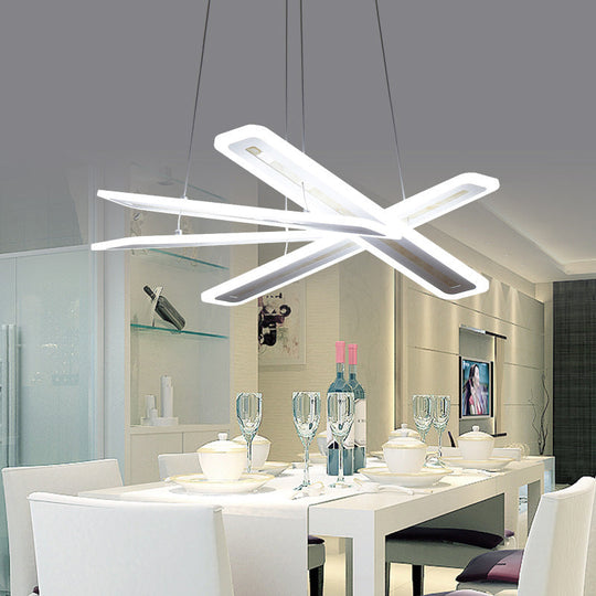 Modern Acrylic LED Ceiling Chandelier, Rectangle Shape, Warm/White Light