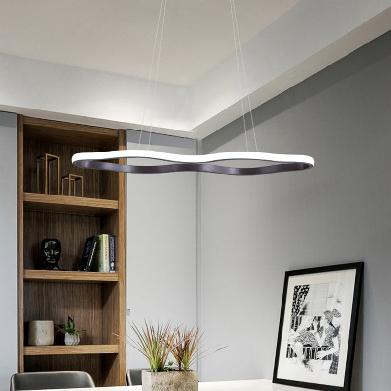 Modern Acrylic Coffee Wave Hanging LED Ceiling Light - 23.5"/36.5"/47" Wide - Warm/White Light