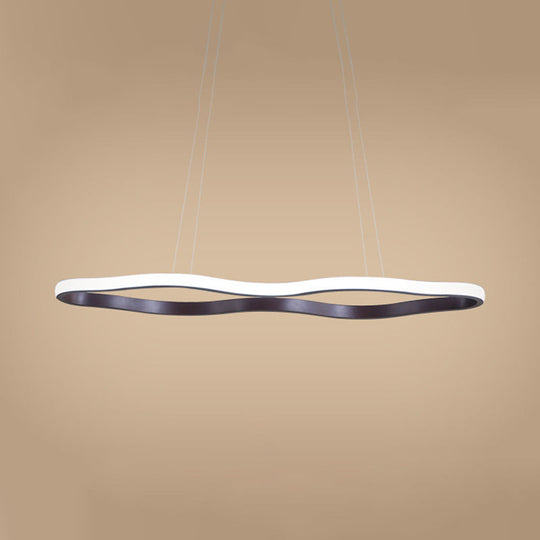 Modern Acrylic Wave Hanging Ceiling Light - Led Suspension In Warm/White 23.5/36.5/47 Wide