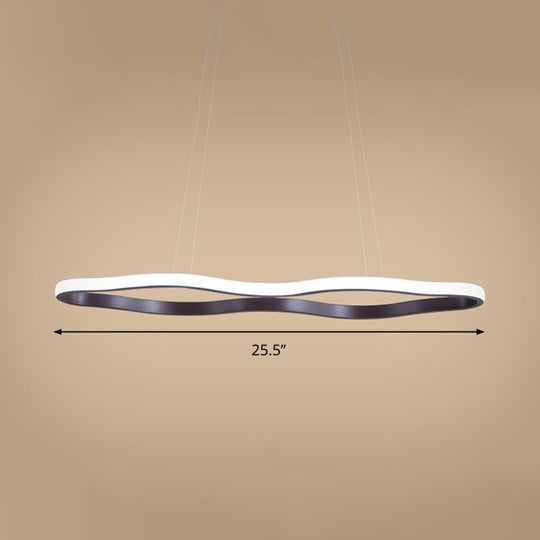 Modern Acrylic Coffee Wave Hanging LED Ceiling Light - 23.5"/36.5"/47" Wide - Warm/White Light