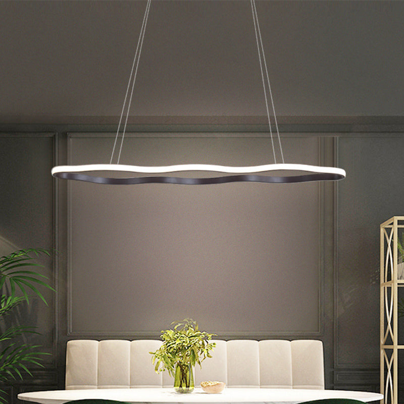 Modern Acrylic Coffee Wave Hanging LED Ceiling Light - 23.5"/36.5"/47" Wide - Warm/White Light