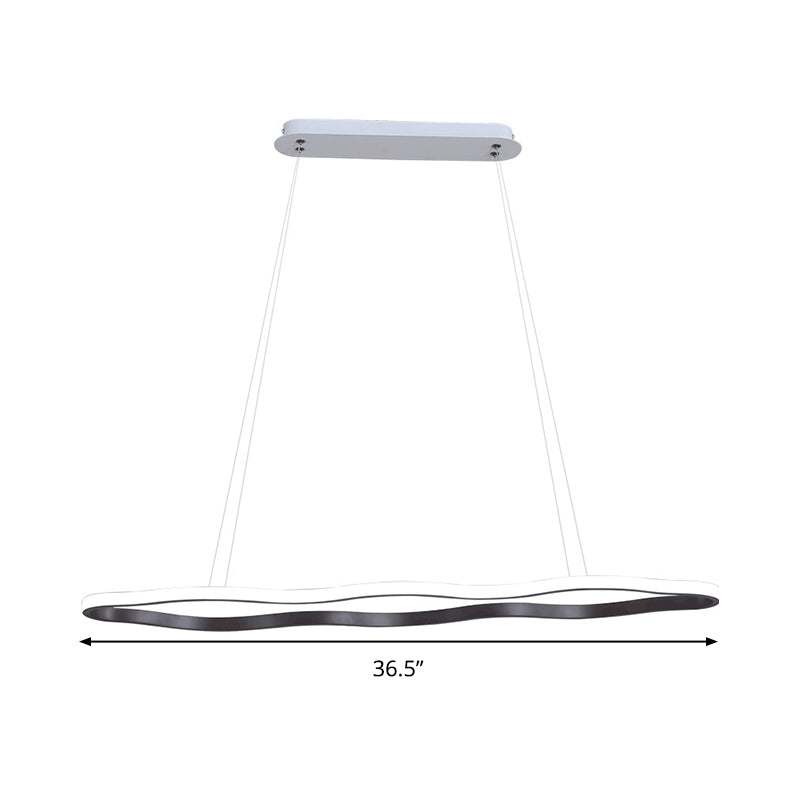 Modern Acrylic Coffee Wave Hanging LED Ceiling Light - 23.5"/36.5"/47" Wide - Warm/White Light