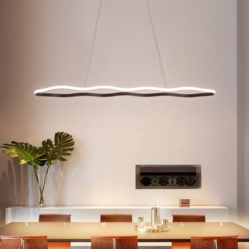 Modern Acrylic Coffee Wave Hanging LED Ceiling Light - 23.5"/36.5"/47" Wide - Warm/White Light