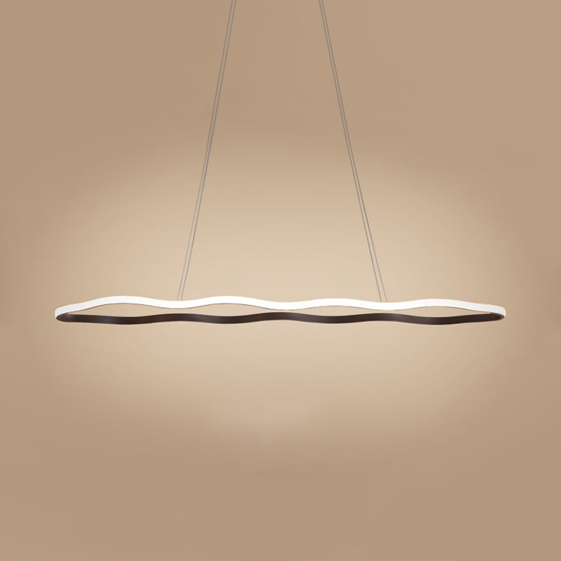 Modern Acrylic Coffee Wave Hanging LED Ceiling Light - 23.5"/36.5"/47" Wide - Warm/White Light