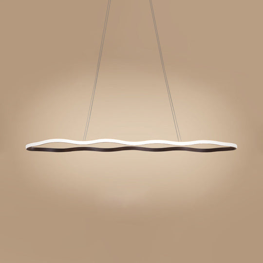 Modern Acrylic Coffee Wave Hanging LED Ceiling Light - 23.5"/36.5"/47" Wide - Warm/White Light