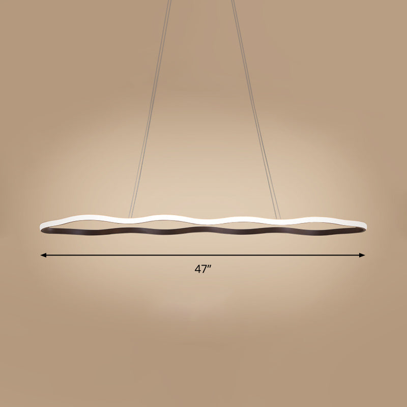 Modern Acrylic Coffee Wave Hanging LED Ceiling Light - 23.5"/36.5"/47" Wide - Warm/White Light