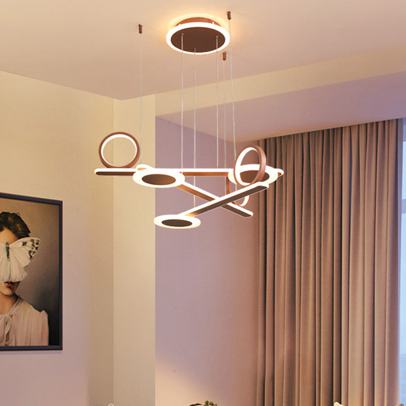 Contemporary Led Chandelier - Coffee Ring Pendant In Warm/White 31.5/39 Wide / 31.5 Warm