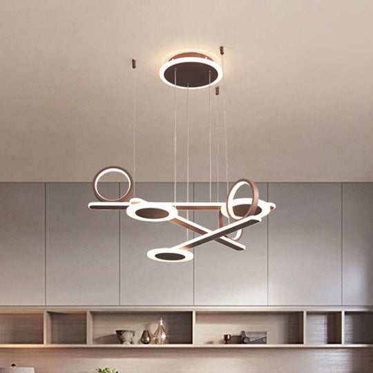 Contemporary Led Chandelier - Coffee Ring Pendant In Warm/White 31.5/39 Wide