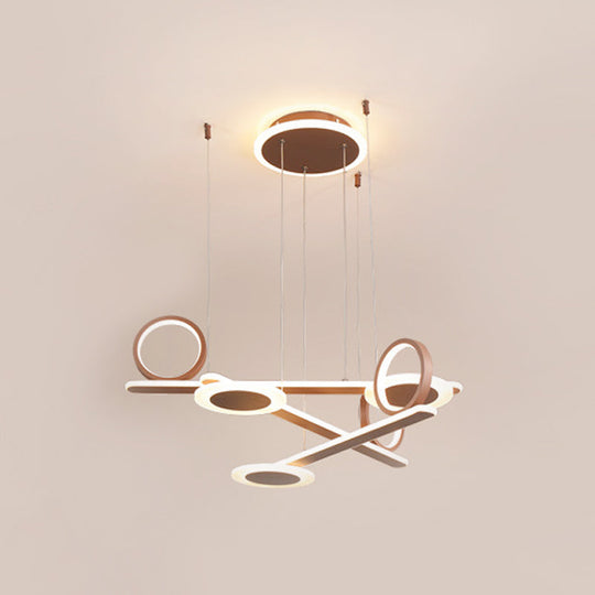 Contemporary Led Chandelier - Coffee Ring Pendant In Warm/White 31.5/39 Wide