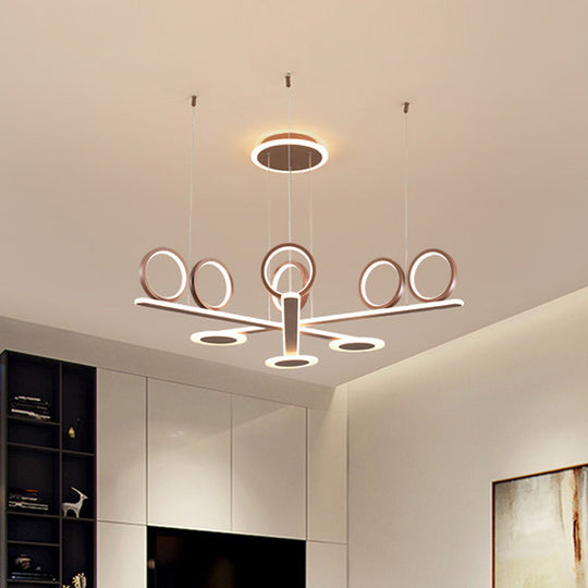 Contemporary Led Chandelier - Coffee Ring Pendant In Warm/White 31.5/39 Wide / 39 Warm