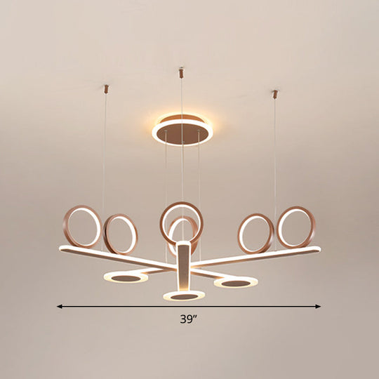 Contemporary Led Chandelier - Coffee Ring Pendant In Warm/White 31.5/39 Wide