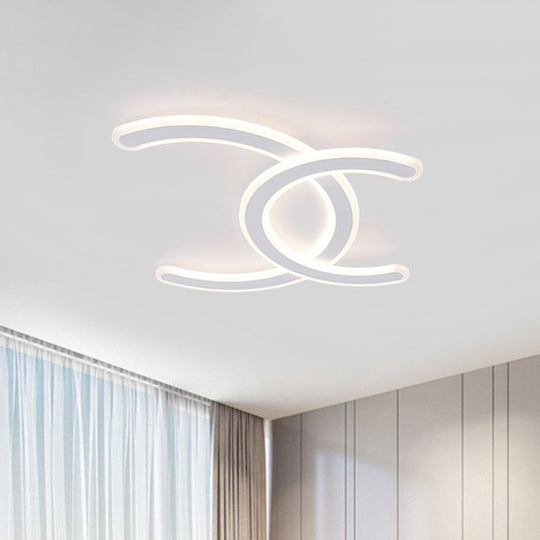 White Double C-Shape LED Ceiling Lamp - Simple & Stylish Ceiling Mount Light in Warm/White Light