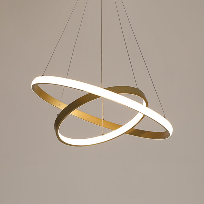 Gold Orbit Hanging Chandelier Acrylic Led Pendant Light Kit 23.5/31.5 Wide