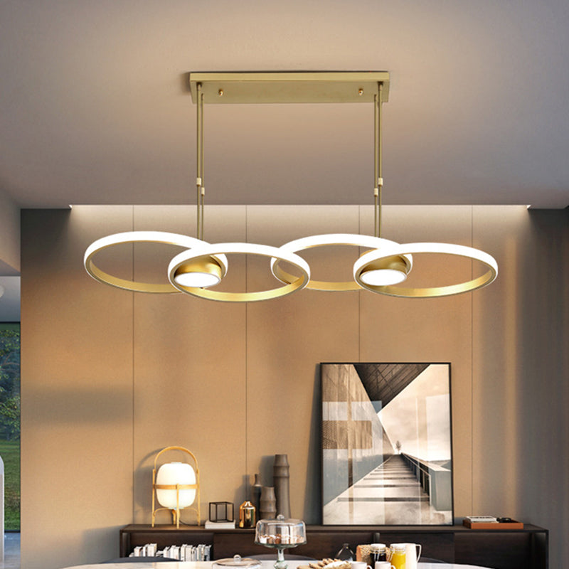 Postmodern Gold Ring Island Pendant Light Fixture Metal Led Kit With Warm/White / White