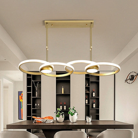 Postmodern Gold Ring Island Pendant Light Fixture Metal Led Kit With Warm/White