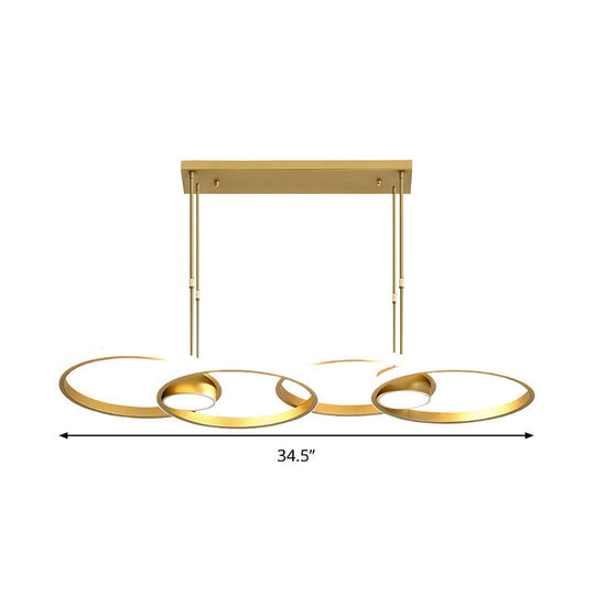 Postmodern Gold Ring Island Pendant Light Fixture Metal Led Kit With Warm/White