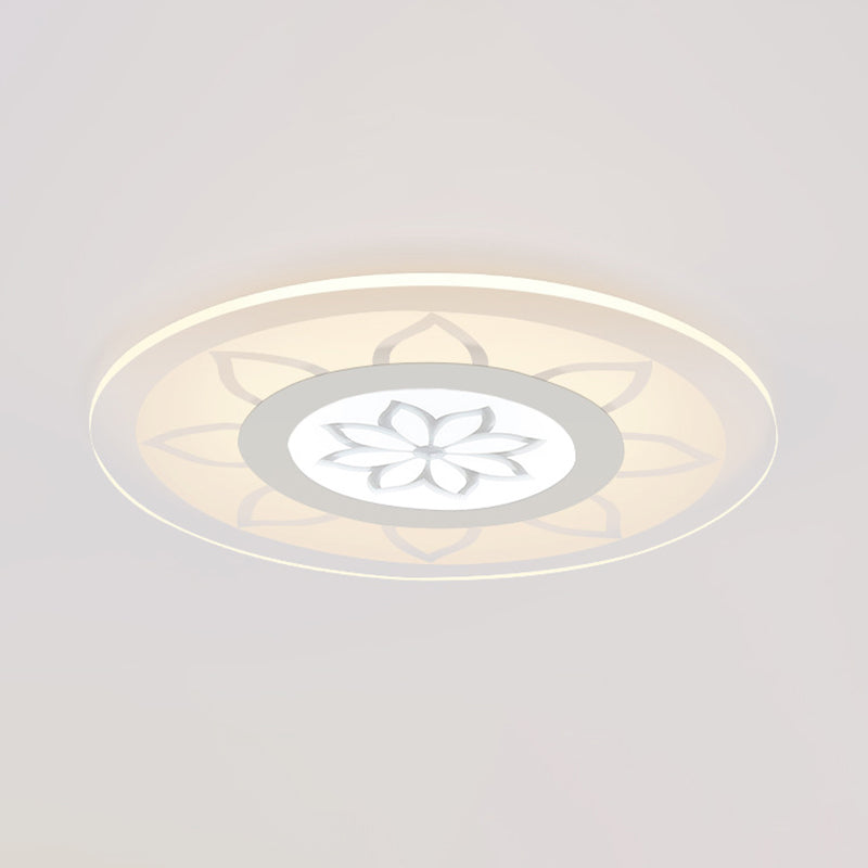 Modern Acrylic Lotus Flush Mount - 16.5/20.5 Wide Ceiling Lamp In Warm/White/3 Color Light For