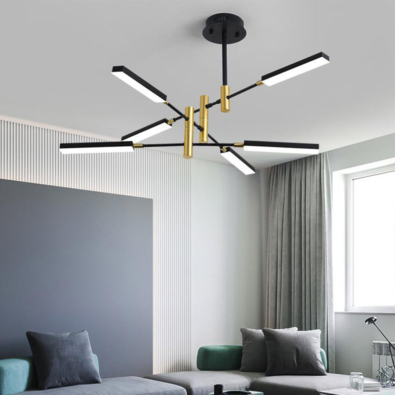 Contemporary Black/Gold or White/Gold Acrylic Chandelier - Sputnik Ceiling Light (4/6-Light) - Third Gear