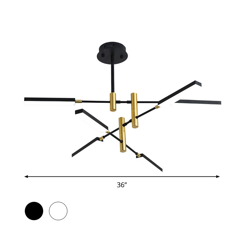 Contemporary Sputnik Ceiling Light In Black/Gold Or White/Gold - 4/6 Acrylic Lights