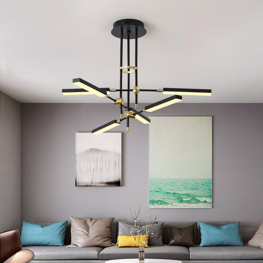 Modern LED Chandelier Light Acrylic 6-Light Ceiling Pendant - Black/Gold or White/Gold