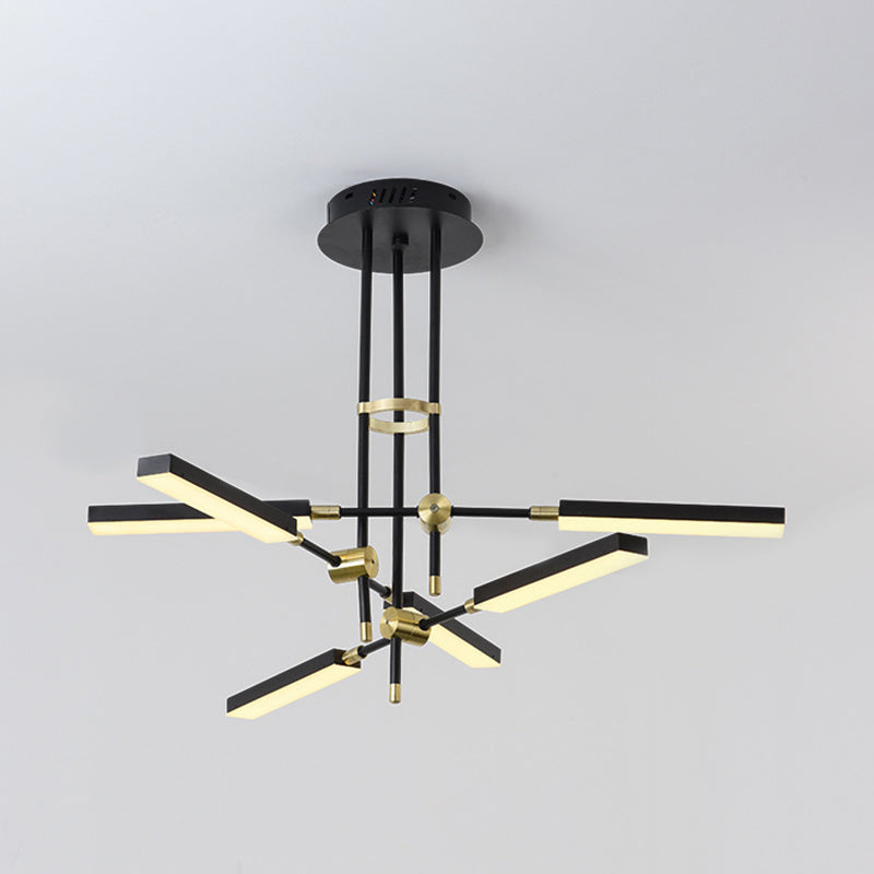 Modern LED Chandelier Light Acrylic 6-Light Ceiling Pendant - Black/Gold or White/Gold