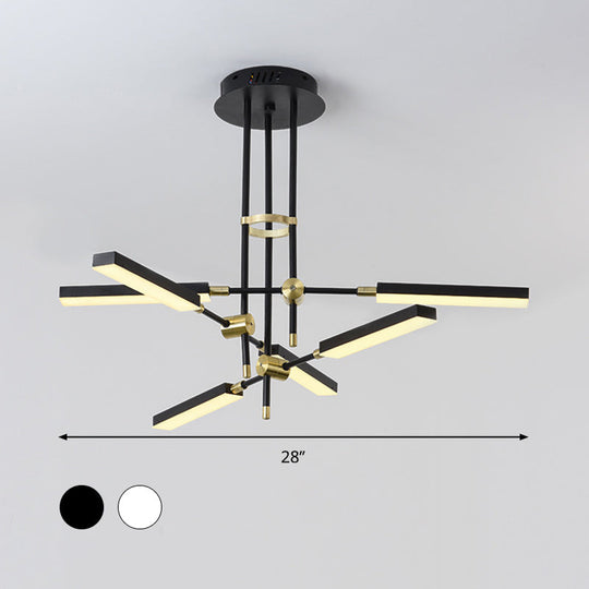 Modern LED Chandelier Light Acrylic 6-Light Ceiling Pendant - Black/Gold or White/Gold